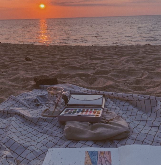 Golden Hour: Bracelet w/Charm + Sunset Watercolor + Mermaid Mile Club