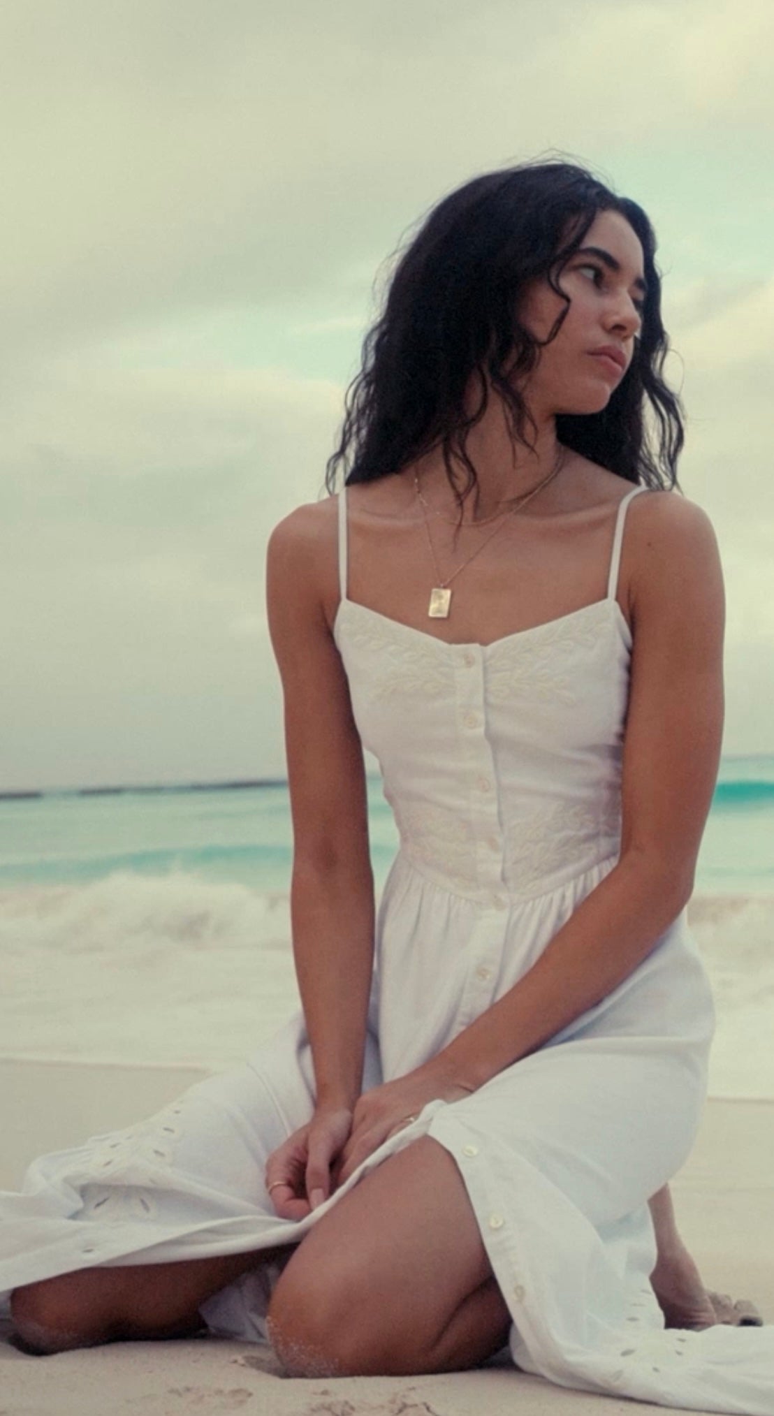 SEASPRAY EMBROIDERED LINEN MAXI DRESS (preorder)