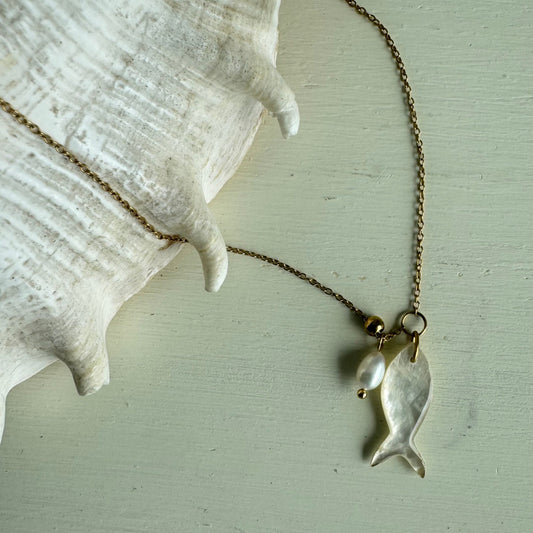 Fish + Pearl Necklace