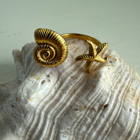 Shell Adjustable Tarnish Free Ring