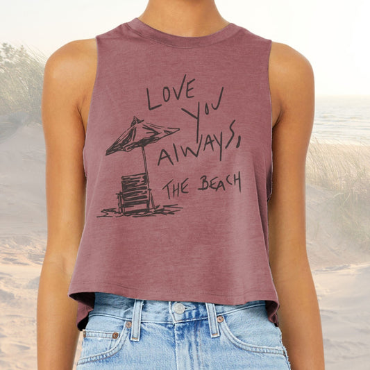 Love Always Beach Women’s crop racer tank