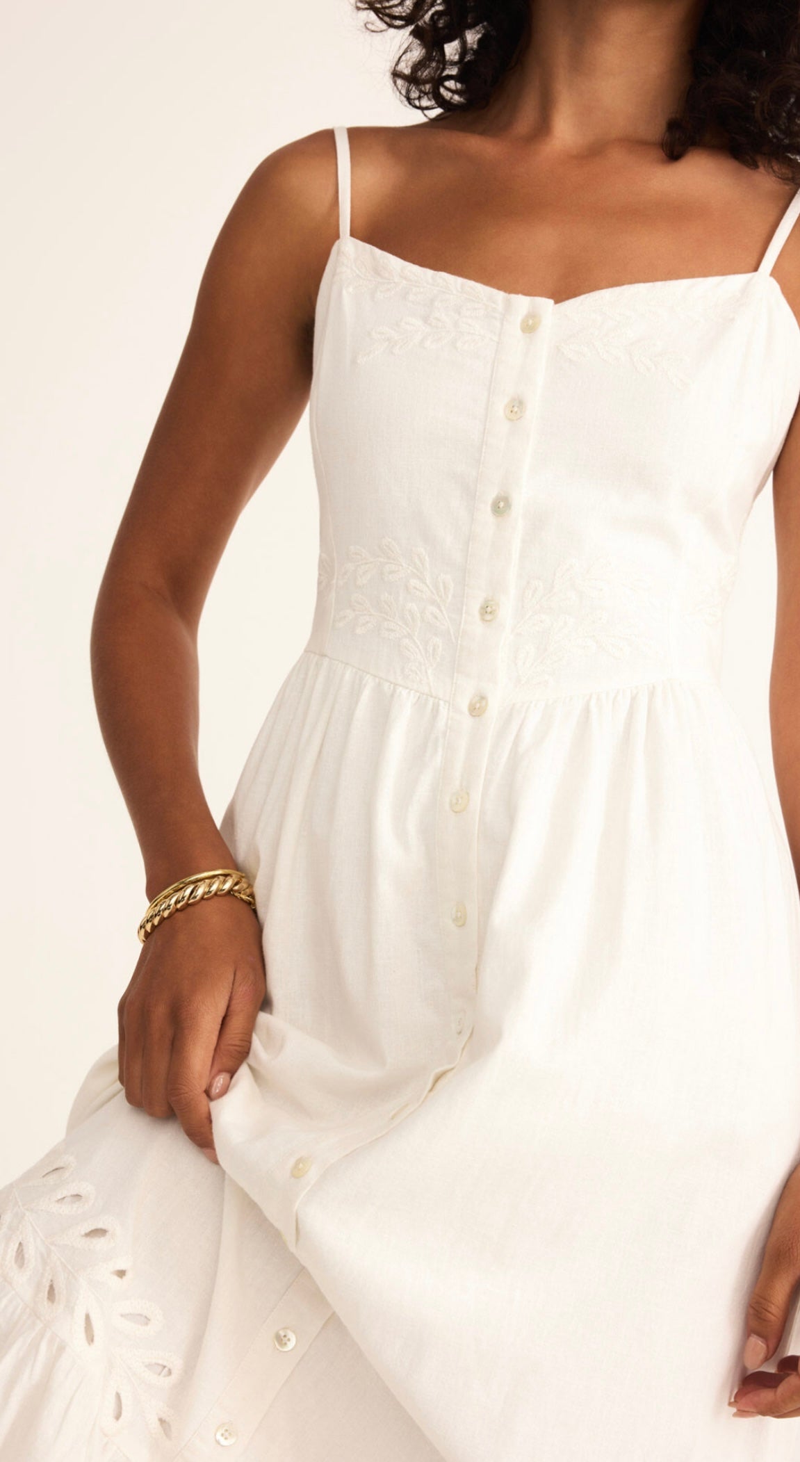 SEASPRAY EMBROIDERED LINEN MAXI DRESS (preorder)