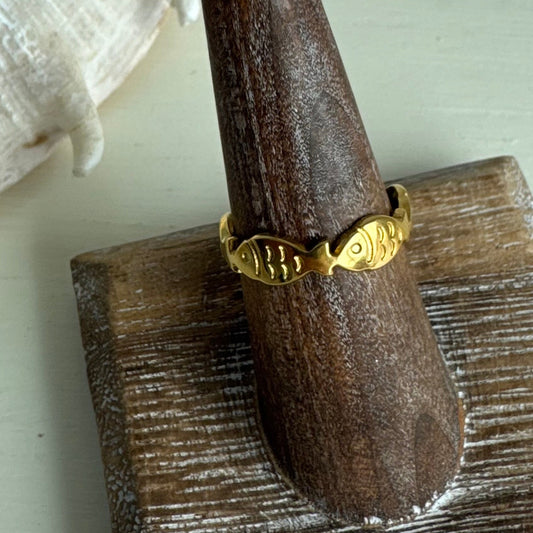 Adjustable Tarnish Free Fish Ring