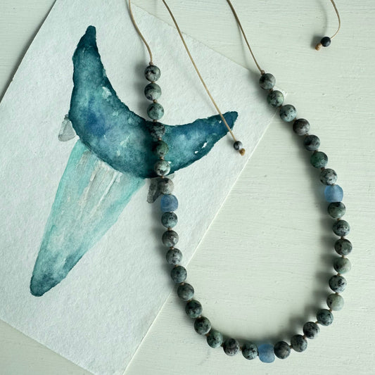 Adjustable beaded Seaglass + Apetite Necklace