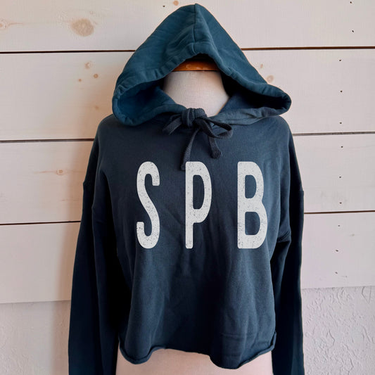 SPB cropped hoodie deep sea blue