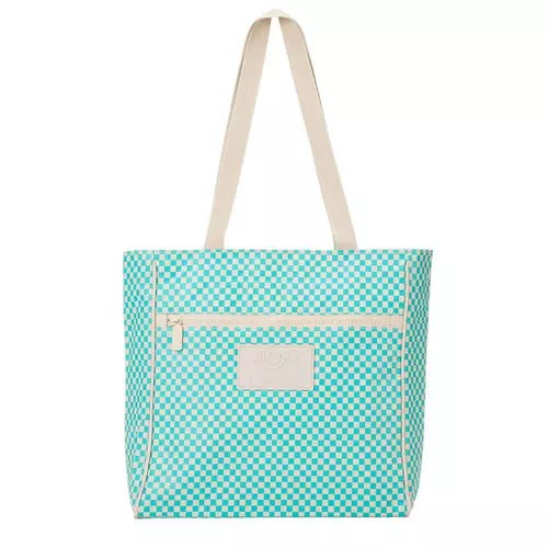 Tiny check go to tote aloha blue lagoon sandstone