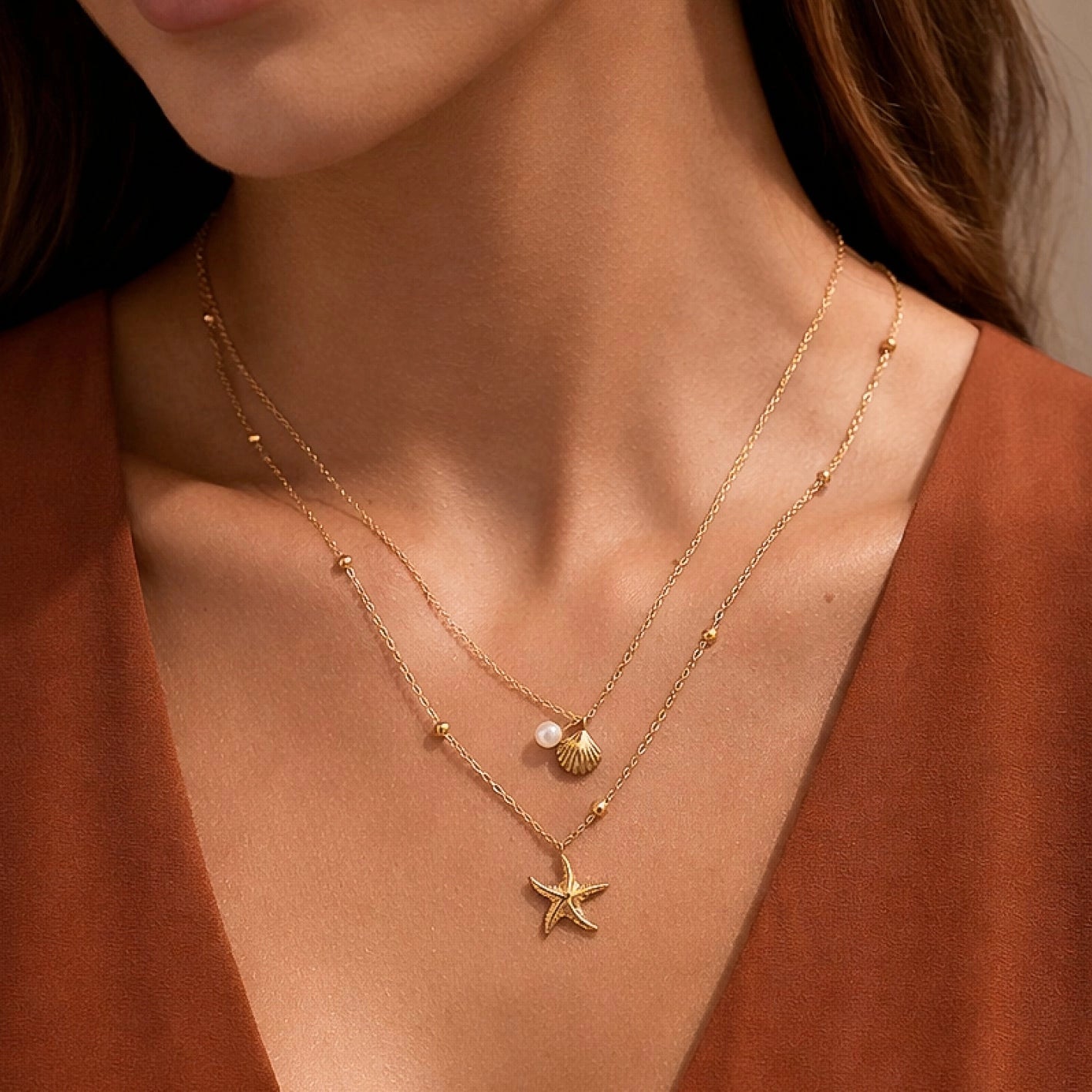 Two layer charm necklace