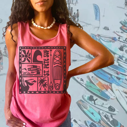 St Pete SUP Club Tank - Unisex in Watermelon
