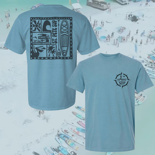 St Pete SUP Unisex Tee in Vintage Sea Blue