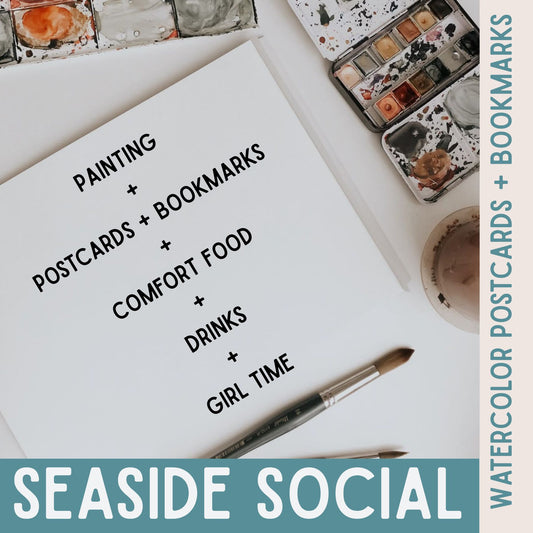 Seaside Social - Watercolor Postcard + Bookmark